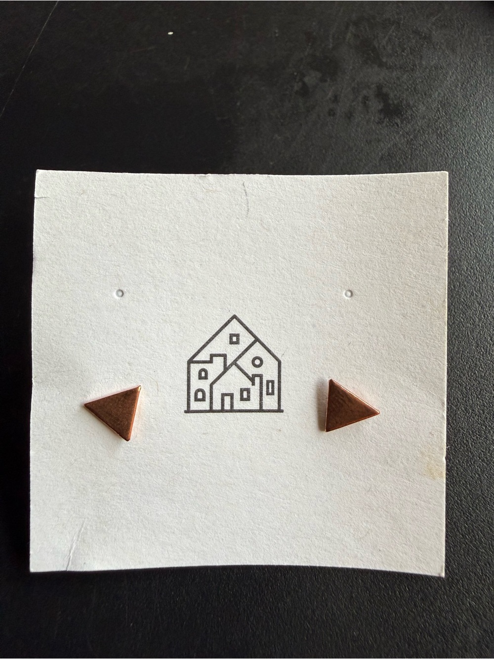 Triangle Copper Stud Earrings - Minimal Geometric Style Toronto Designer